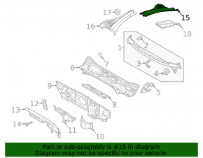 Right plastic windshield wiper grille for VW Tiguan 18-24