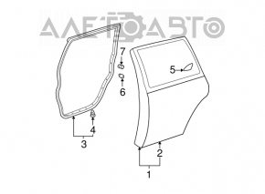 Rear left door seal Toyota Highlander 01-07