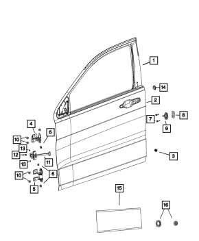 Front left door assembly for Jeep Grand Cherokee WL 21-25