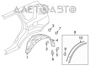 Rear left front wing arch trim Mitsubishi Outlander 14-21