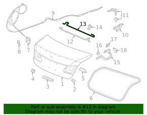Torsion bar trunk lid hinge left Honda Accord 16-17 rest under spoiler