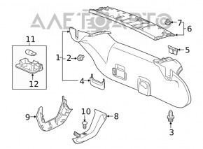 Trunk lid hinge trim left Honda Clarity 18-21 usa, inner part, broken fastening, scratches