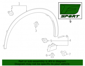 F Sport front left wing emblem for Lexus RX500h 2023-2026