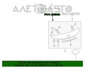 Emblem inscription RX350 trunk door Lexus RX350 16-22