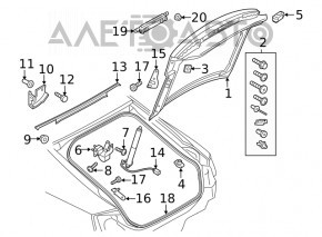 Trunk door hinge trim right Audi A5 F5 17-