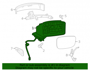 Right side mirror assembly for Mazda CX-9 16-17 turn signal