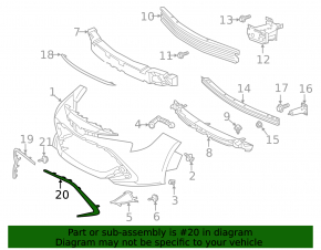 Left front bumper molding for Toyota Corolla 20-22, gloss black