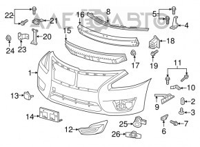 Front bumper mount right paw Nissan Altima 13-15