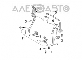 Lexus GX470 03-09 3rd row right seat belt, gray