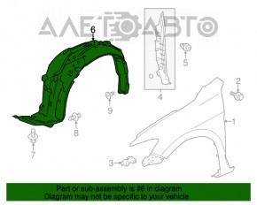 Front right fender liner for Honda Crosstour 10-15