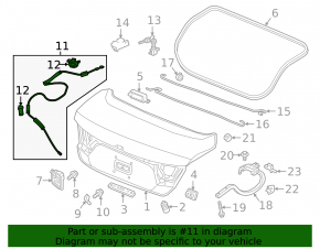 Trunk lid lock cylinder cable Honda Accord 18-22