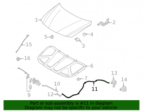 Hood Lock Release Cable Rear Hyundai Elantra 21-23