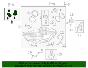 Upper left headlight mount Audi A3 8V 15-20