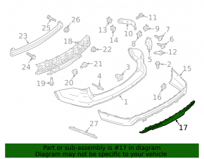 Rear bumper trim lower Ford Explorer 16-17 rest