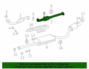 Exhaust line middle section with catalytic converter Toyota Highlander 14-17 2.7