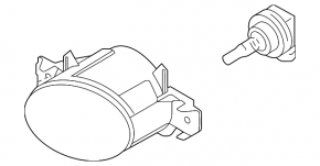 Fog light left Nissan Rogue 14-16 broken housing and reflector on spare parts, sand