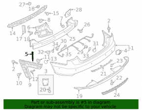 Left rear bumper inner mounting pin for Audi A6 C7 12-15