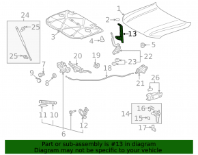 Hood lock strip for Toyota Land Cruiser 2008-2015 pre-restyling