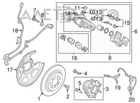 Rear left brake disc cover Kia Optima 16 - under electric handbrake