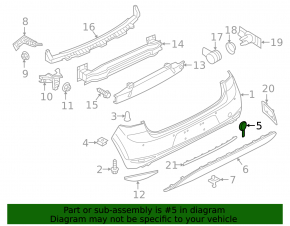 VW Golf 17-19 rear bumper tow hook cap
