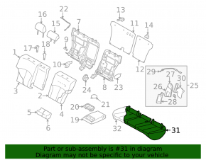 Rear seats, row 2, Subaru Outback 10-12