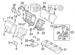 Rear seats, row 2, Subaru Outback 10-12