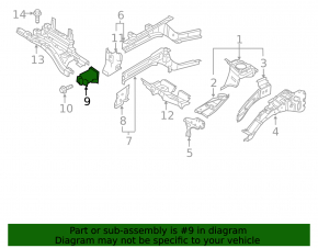 Left front bumper reinforcement fang for Nissan Leaf 11-12