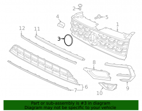 VW Atlas 18-20 Radiator Grille Emblem Without Radar