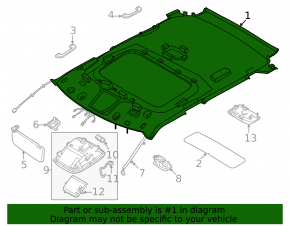 Kia EV6 22-24 headliner for panoramic windows, black
