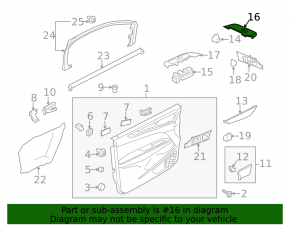 Lincoln MKC 15 Front Right Window Regulator Trim - Black