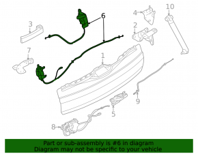 Trunk lock lower right BMW X5 F15 14-18 with cable