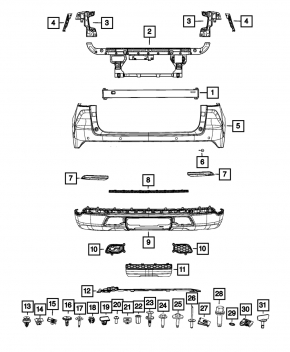 Left rear bumper grille Jeep Grand Cherokee WL 22-26 Trailhawk