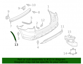Mitsubishi Outlander 14-21 rear left fender arch trim on the bumper