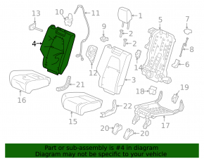 Honda CRV 20-22 right rear seat back, gray leather