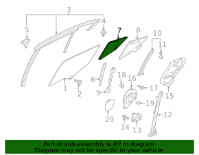 Door glass triangle with seal rear left Mazda 3 19- 4d Japan built