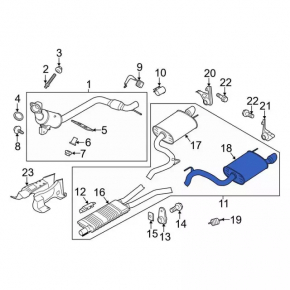 Exhaust manifold assembly Ford Mustang mk6 15-23 2.3T resonator with barrels