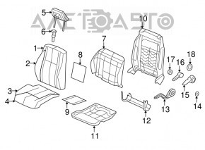 Driver's seat Jeep Patriot 11-17 without airbag, mechanical, cloth black