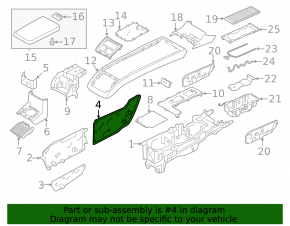 Center console trim, front left side, Volvo XC90 25-26, type 2, T8, black