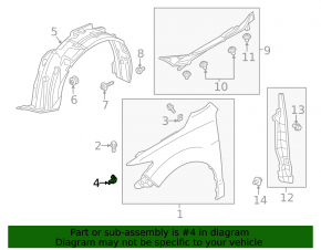 Front right fender bracket Acura RDX 13-15 lower