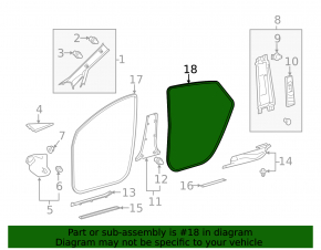 Rear right door seal for Toyota Prius V 12-17 gray