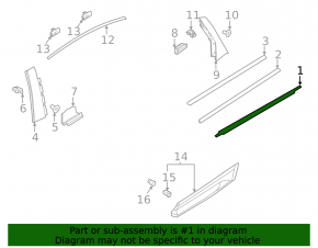 Door-glass molding, central rear right, Audi Q5 80A 20-24 chrome
