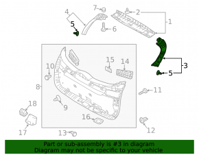 Right tailgate trim Hyundai Tucson 16-21 black, broken fastening