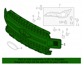 Ford F150 15-20 radiator grille assembly with emblem and hardware