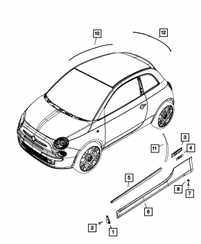 Roof trim left Fiat 500 12-19