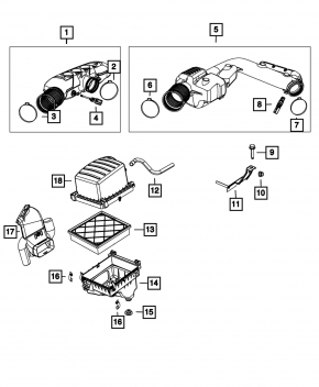 Air duct with resonator Dodge Durango 14-15 3.6