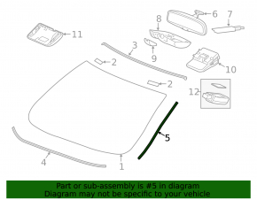 Left windshield molding Honda Civic X FC 17-21 jp build