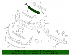 Front Bumper Absorber Kia Sorento 14-15 Rest USA, Crack