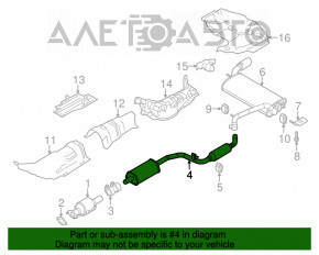 Exhaust pipe assembly without catalytic converter Ford Focus mk3 11-18 2.0 type 2