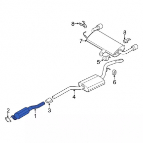 Catalytic converter lower Ford Escape MK3 13-19 2.5