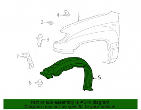 Front left fender liner for Lexus LX 98-07